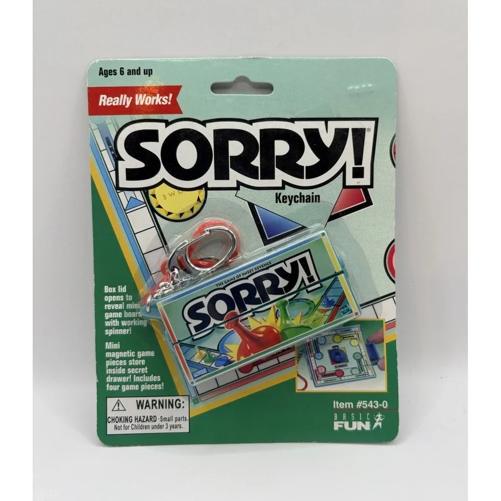 SORRY Game Keychain 2000 Hasbro Basic‎ Fun #543-0 Game Key Ring New